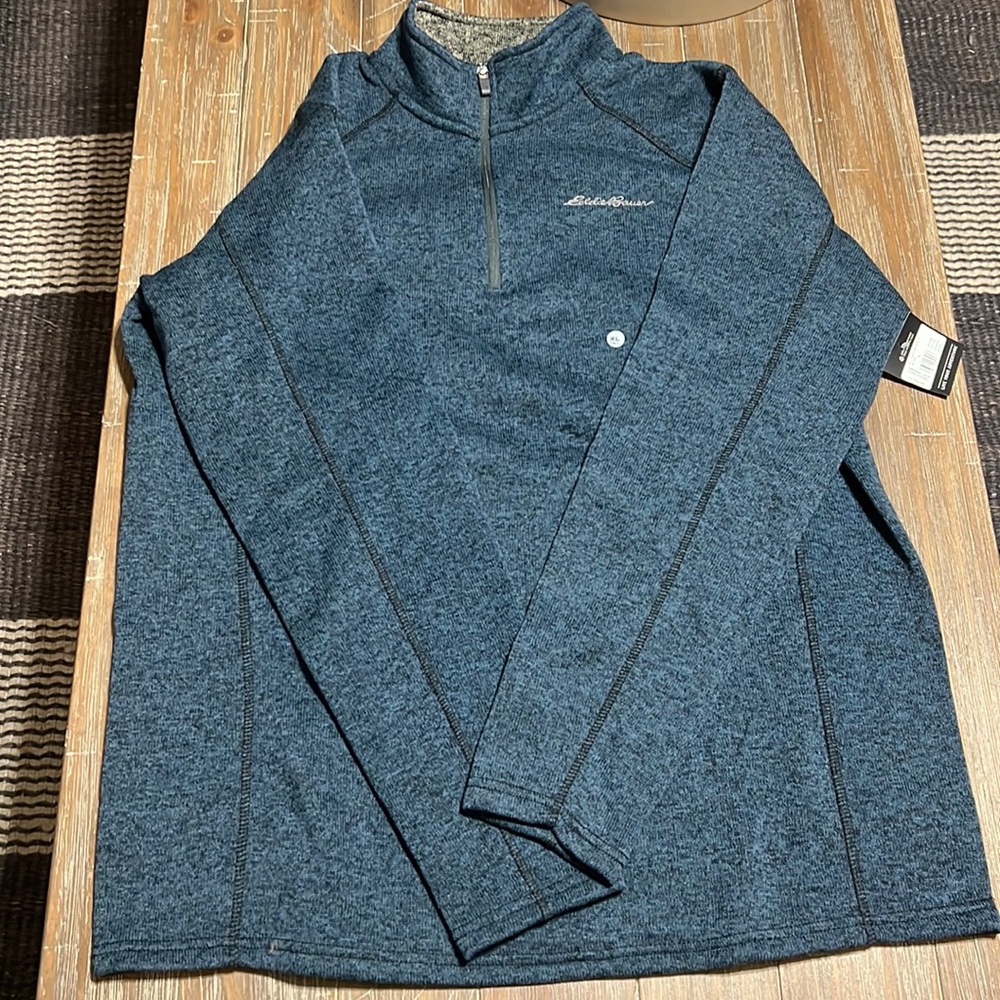 Eddie Bauer Teal Blue Heathered Quarter Zip